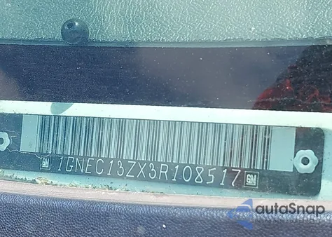 2003 Chevrolet Tahoe C1500 z USA, uszkodzony, nr VIN 1GNEC13ZX3R108517